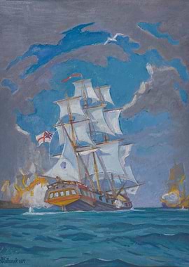 Naval Battle Painting