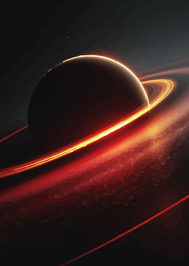 Planet with glowing rings