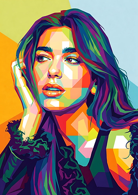 Colorful Pop Art Portrait of Dua Lipa