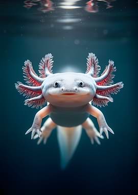 Cute Axolotl Underwater