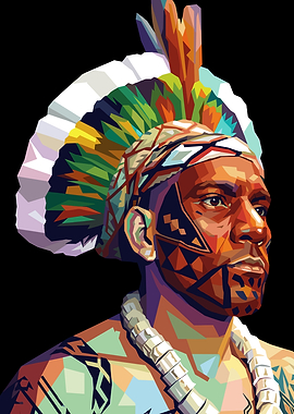 Indigenous Man with Feather Headdress