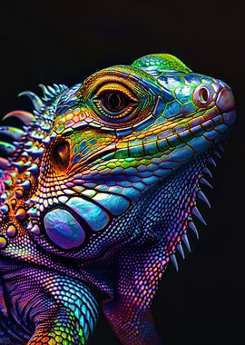 Vibrant Iguana Portrait