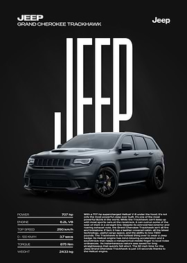 Jeep Grand Cherokee Trackhawk Car Poster