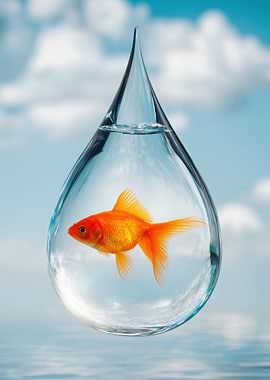 Goldfish in a Water Droplet