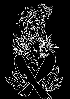 Cosmic Woman with Earth and Crystals