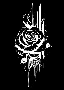 Black and White Rose Illustration