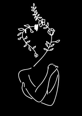 Woman Embracing Herself with Flowers