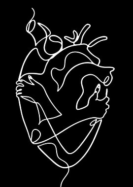 Abstract Heart with Embracing Hands