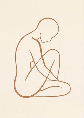 Minimalist Line Art of a Seated Figure
