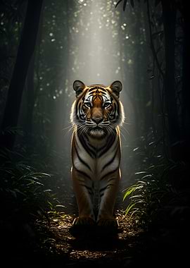 Tiger in a Misty Forest