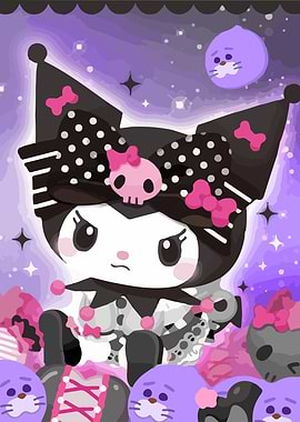 Kuromi and Friends in a Purple Dreamscape