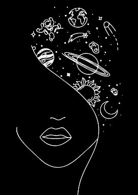 Cosmic Mind Woman Line Art