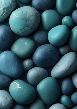 Turquoise and Blue Pebbles with Gold Veins