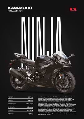 Kawasaki Ninja ZX-6R Motorcycle Poster