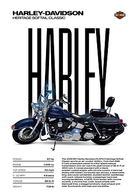 Harley-Davidson Heritage Softail Classic Motorcycle Poster