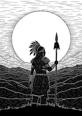 Native American Warrior with Spear