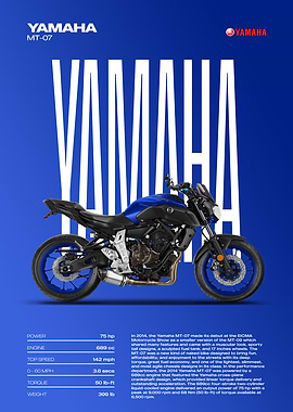 Yamaha MT-07 Motorcycle Poster