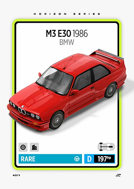 BMW M3 E30 1986 Car Card