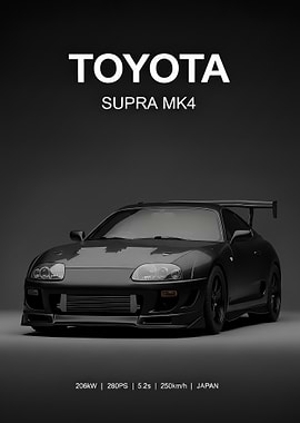 black Toyota Supra MK4 sport Poster
