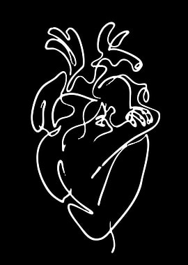Abstract Heart Line Art