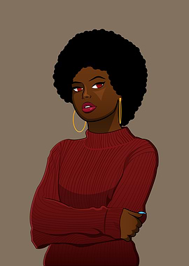 Afro Woman in Red Sweater
