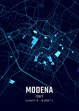 Modena Italy Midnight City Map