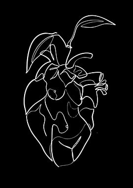 Abstract Heart Line Art