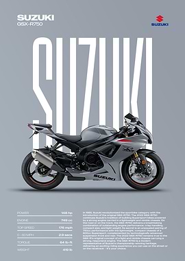 Suzuki GSX-R750 Motorcycle Poster
