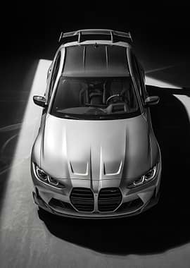 silver BMW M3 g80 Top-down view