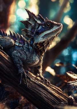 Majestic Horned Lizard Forest Portrait