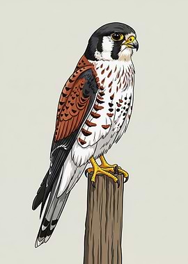 American Kestrel Perched on a Post