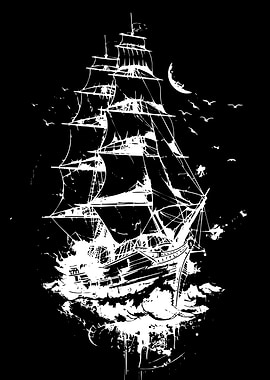 Pirate Ship in Stormy Seas