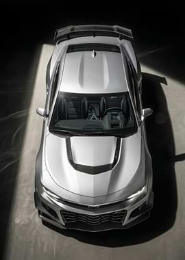 silver Chevrolet Camaro ZL1 1LE top view
