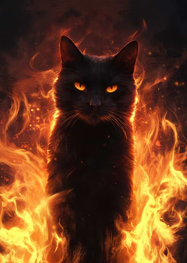 Black Cat in Flames