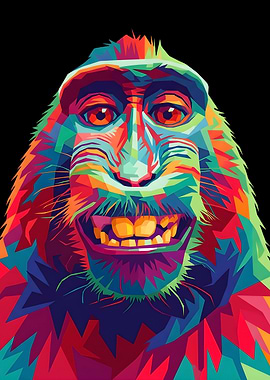 Colorful Monkey Portrait