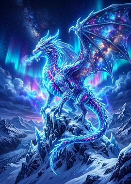 Cosmic Dragon in Snowy Mountains