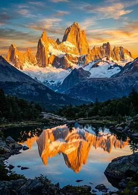 Majestic Mountain Reflection at Sunrise