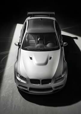 Top view silver BMW M3 e92 poster