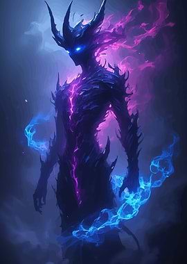 Mystical Dark Creature with Neon Energy