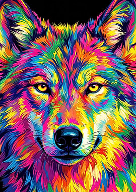Colorful Wolf Portrait