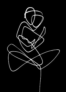 Abstract figure in white line art