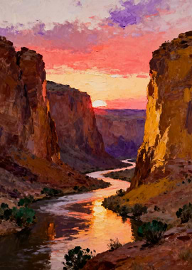 Canyon River Sunset Painting