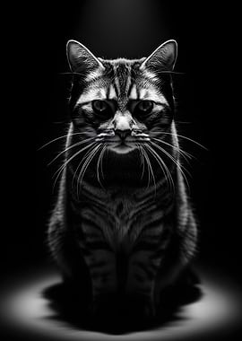 Dramatic Portrait of a Tabby Cat