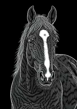 Black and White Horse Portrait