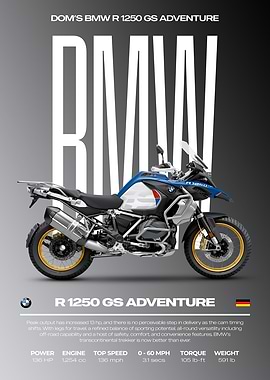 BMW R 1250 GS Adventure Motorcycle Poster