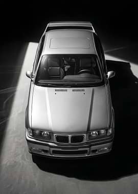 silver BMW M3 e36 Top view poster
