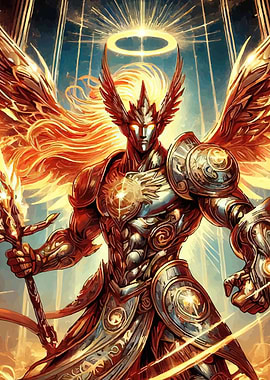 Fiery Angel Warrior with Halo