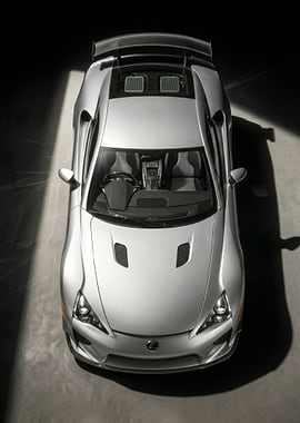 silver Lexus LFA Top View poster
