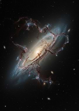 NGC 1316 Peculiar Galaxy - Interacting Galaxies with Cosmic Filaments