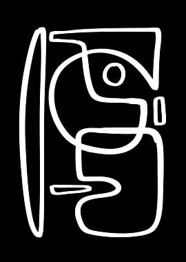 Abstract White Line Art on Black